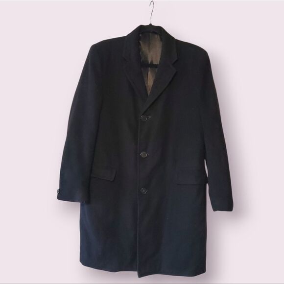 le chevron Other - Le Chevron Super Vintage 100% Cashmere Men's L Top Coat Black | EUC RN 27326